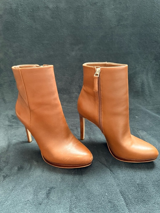 Jessica Simpson Shoes - Jessica Simpson Cognac Leather High-Heel Ankle Booties